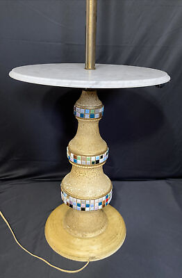 Vintage Mid Century FAIP Plaster amp; Tile Mosaic Table Floor Lamp Italian Marble #ad #ad $149.00