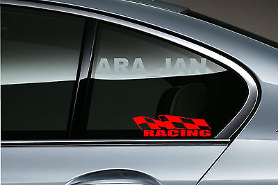 #ad RACING flag Vinyl Decal sport sticker emblem car window logo RED $15.26