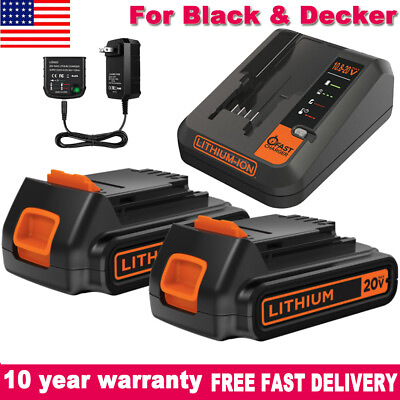 2 Pack For Black and Decker 20V Lithium Battery 20 Volt LBXR20 Battery Charger $43.98
