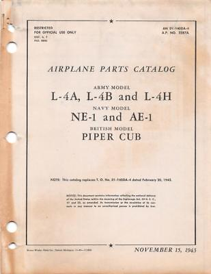 #ad 1943 AAF PIPER L 4ABH NE 1 amp; AE 1 CUB PARTS CATALOG FLIGHT MANUAL HANDBOOK CD $29.99