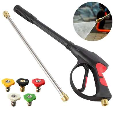 #ad 4000PSI High Pressure Car Power Washer Spray Gun Wand Lance Nozzle Tips Hose Kit $8.00
