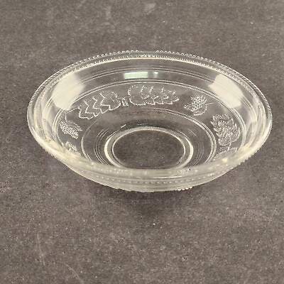 #ad EAPG Clear Glass Berry Sauce Bowl Grapevine Pattern Outside Embossed 5quot; Vintage $12.95