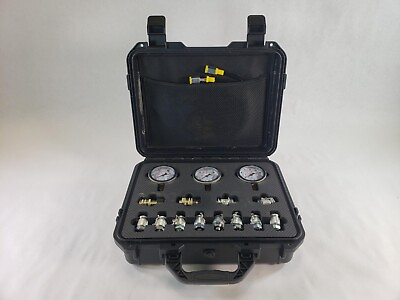 #ad Hydraulic Pressure Test Kit 3 Gauges 12 Tee Connectors 3 Hoses 600BAR 8700 PSI $44.99