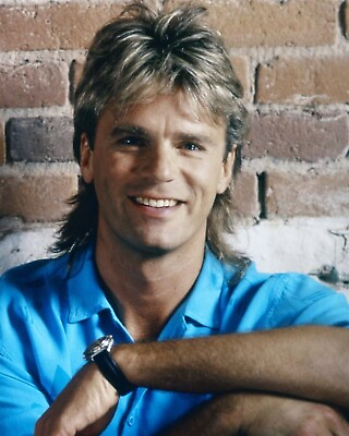 #ad #ad Richard Dean Anderson with big smile in blue shirt as TV#x27;s MacGyver 8x10 photo $10.99
