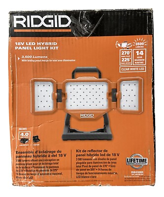 #ad USED RIDGID 18V Hybrid Panel Light Kit with 4.0Ah w R8698K Tool Only $84.99