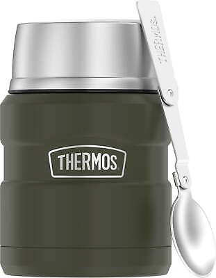 #ad Thermos Stainless King Food Jar with Folding Spoon Army Green 16Oz Easy To Clean $22.27
