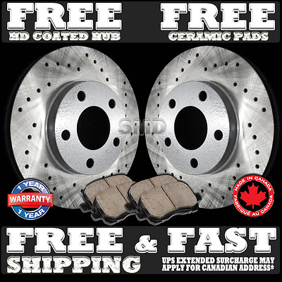 #ad P0312 FIT 2000 2001 Jeep Cherokee XJ FRONT Drilled Brake Rotors Ceramic Pads $117.71