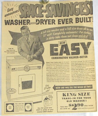 Vintage 1956 EASY Washer Dryer Arthur Godfrey LARGE Newspaper Print Ad #ad #ad $11.97