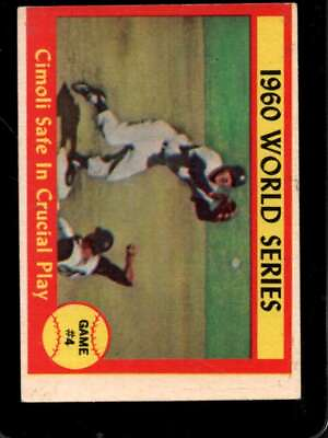 #ad 1961 TOPPS #309 WORLD SERIES GAME 4 CIMOLI IS SAFE IN CRUCIAL PLAY VG *NY11525 $3.75