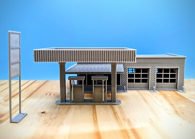 #ad Z Scale 90s Gas Station and Oil Change Shop 1:220 Scale Building $25.89