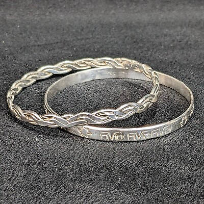 #ad Vtg Taxco Mexico alpaca silver handmade bracelets twisted bangle sun stamped $28.00
