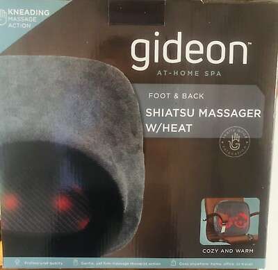 #ad Gideon Shiatsu Foot Back Massager Adjustable Heat Pressure Deep Kneading Remote $35.49