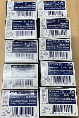 #ad LOT OF 10 LEVITON GFWT2 KW 20A GFCI TR WR WEATHER AND TAMPER RESISTANT WHITE NEW $156.99