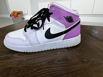 #ad Size 6.5Y GS Nike Jordan 1 Mid Barely Grape Barely Used $75.00