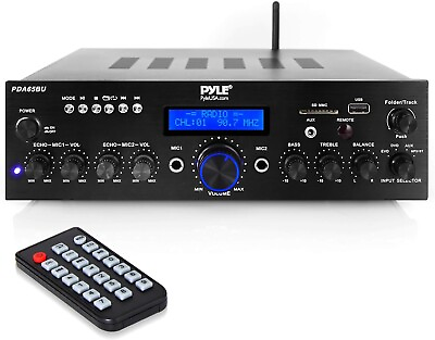 #ad Pyle Wireless Bluetooth Power Amplifier System 200W Dual Channel Sound Audio $69.90