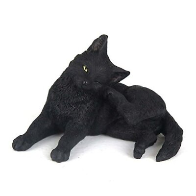 Black Cat Scratching Ear Mini Figurine #ad $14.76