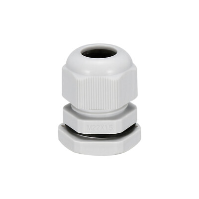 #ad M22 Cable Gland Waterproof Plastic Locknut White for 10mm 13mm Dia Cable Wire $6.42