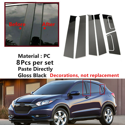 #ad Decal Covers 8pc Set Black Pillar Posts Trim Fit For Honda HR V HRV 2016 2022 $25.50