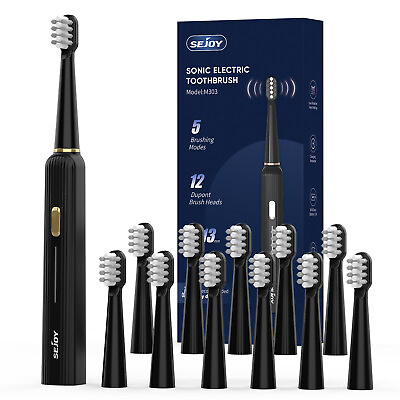 SEJOY Sonic Electric Toothbrush Rechargeable With 12 Brush Head Power Toothbrush #ad #ad $12.59