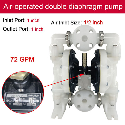 #ad 72GPM Air Operated Double Diaphragm Pump 1quot; Inlet amp; Outlet for Chemical Fluids $253.00