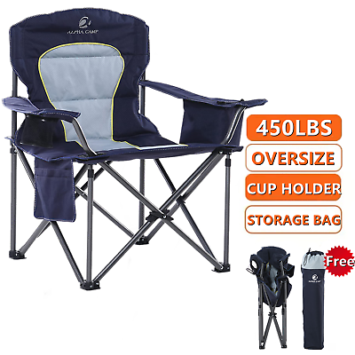 #ad ALPHA CAMP Folding Camping Chair with Cup Holder Heavy Duty Portable Chair $45.81