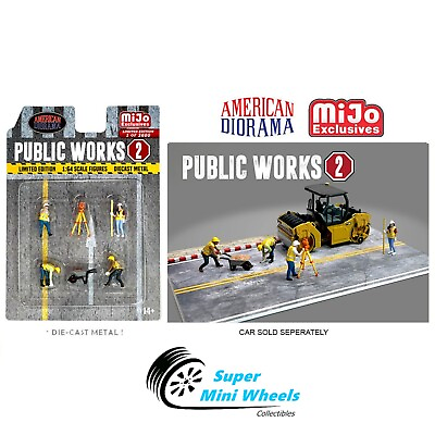 #ad American Diorama 1:64 Public Works 2 Figures 6pcs Set Metal $10.99