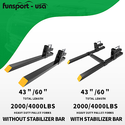 #ad 2000lb 4000lb Tractor Pallet Fork Bucket Clamp on Skid Steer Loader 43#x27;#x27; 60#x27;#x27; $134.89