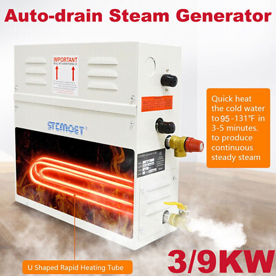 #ad 3 9KW Self Draining Steam Generator 1 60min SPA Bath Shower adjust w controller $250.65