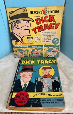 #ad Lot of 2 DICK TRACY 1947 2 Record Cartoonist Set amp; 1934 Big Big Book RARE  $45.00