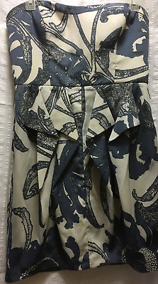 #ad Jessica Simpson Womens Sz 10 Floral Strapless Cocktail Dress Lined Gray Biege $25.64