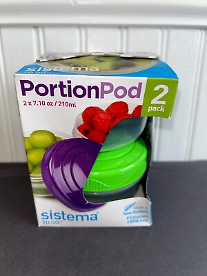 SISTEMA PORTION POD 2 PACK ROUND FOOD STORAGE TWIST ON CONTAINERS 7.1 OZ 210 ML $9.99