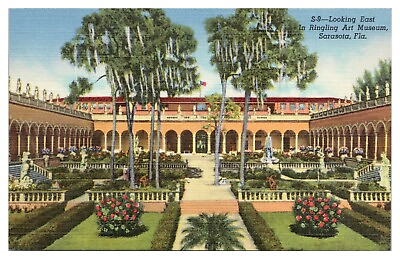 #ad Ringling Art Museum Sarasota FL Vintage Postcard c1951 Unused Linen $4.65