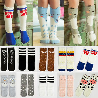 #ad Children Kids Baby Toddler Sock Animal Print Knee High Cartoon Long Cotton Socks $9.93