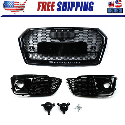 #ad For Audi Q5 SQ5 2018 2019 RSQ5 Front Honeycomb Mesh Grill Fog Lamp Grilles $475.00
