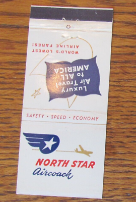 #ad FEATURE MATCHBOOK COVER: NORT STAR AIRCOACH AIRLINE EMPTY MATCHCOVER C26 $10.18