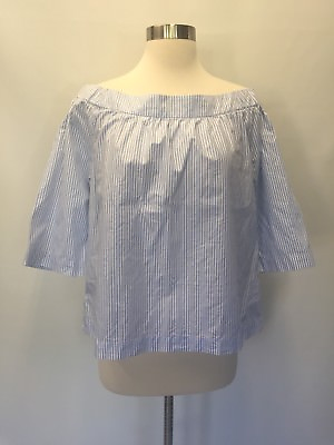 #ad NEW Madewell Clean Off the shoulder Top in Stripe Sz S G2082 Sold Out $50.00
