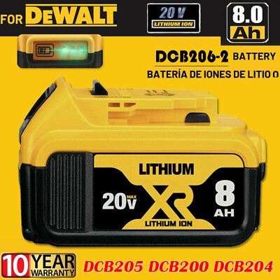 For DeWalt DCB204 20V 20 Volt Max XR 8.0AH Lithium Ion Battery DCB206 2 DCB205 2 $29.89