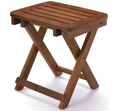 #ad Shower Bench Bamboo Folding Shower Stool Seat Fully Assembled Hold Up to 500lb $42.49