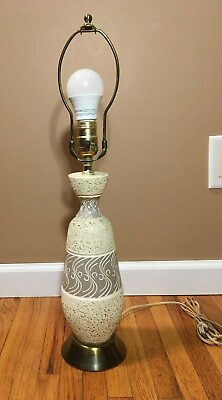 *Vintage FAIP F.A.I.P. MCM CHALKWARE TABLE LAMP MILK BOTTLE TEXTURED BRASS BASE #ad #ad $74.49