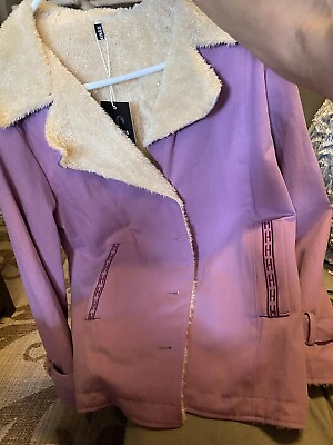 #ad SO SOFT Flamingo Women#x27;s Pocket Detail Button Up Coat Pink Size S New With Tags $29.99