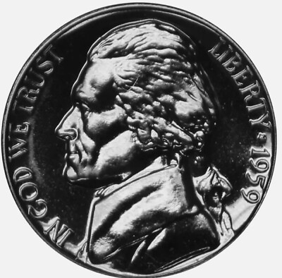 #ad 1959 Jefferson Nickel Gem Proof Coin Full Steps $2.19