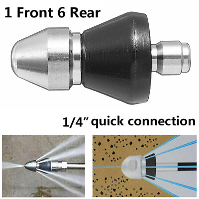 #ad 1 Front 6 Rear Cleaning Nozzle 1 4quot; Pressure Washer Drain Stainless Steel Sewer $8.39