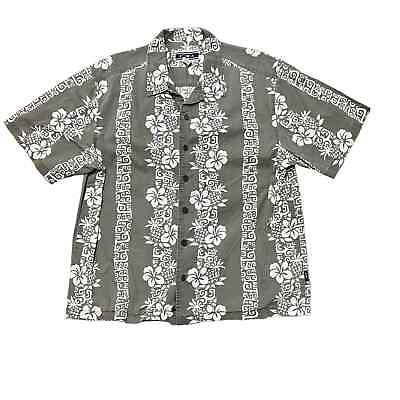 #ad #ad Ocean Pacific Hawaiian Shirt Men#x27;s Medium Moss Green White Pineapple Flower VTG $14.00