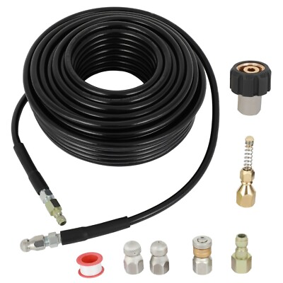 #ad Sewer Jetter Nozzles Kit For Pressure Washer 100FT 1 4quot;M NPT Drain Cleaning Hose $46.39