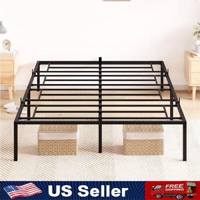 #ad 14quot; Bed Frame Metal Platform Twin Full Queen King Size Slat Support Sturdy Steel $119.99
