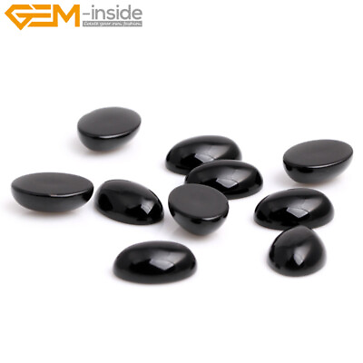 #ad 5pcs CAB Cabochon Natural Black Agate Beads For Ring Pendant Jewelry Making DIY $2.56