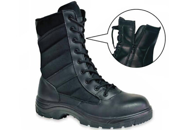 #ad Work Zone 8quot; Black SWAT Tactical Boot N877 WITH SIDE ZIPPER $74.25