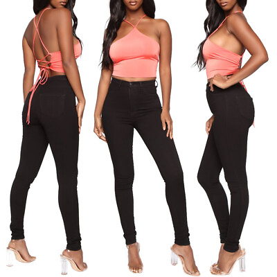 #ad Women#x27;s Solid Stretch Sport Running Skinny Pants Ladies Casual Trousers Leggings $11.49