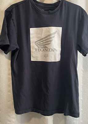 #ad Fox Racing Honda T Shirt Navy Short Sleeve Graphic Tee Motocross Medium $14.99