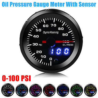 #ad #ad 2quot; 52mm Digital amp; Pointer Oil Pressure Gauge MeterSensor 7 Color LED 0 100 PSI $36.98
